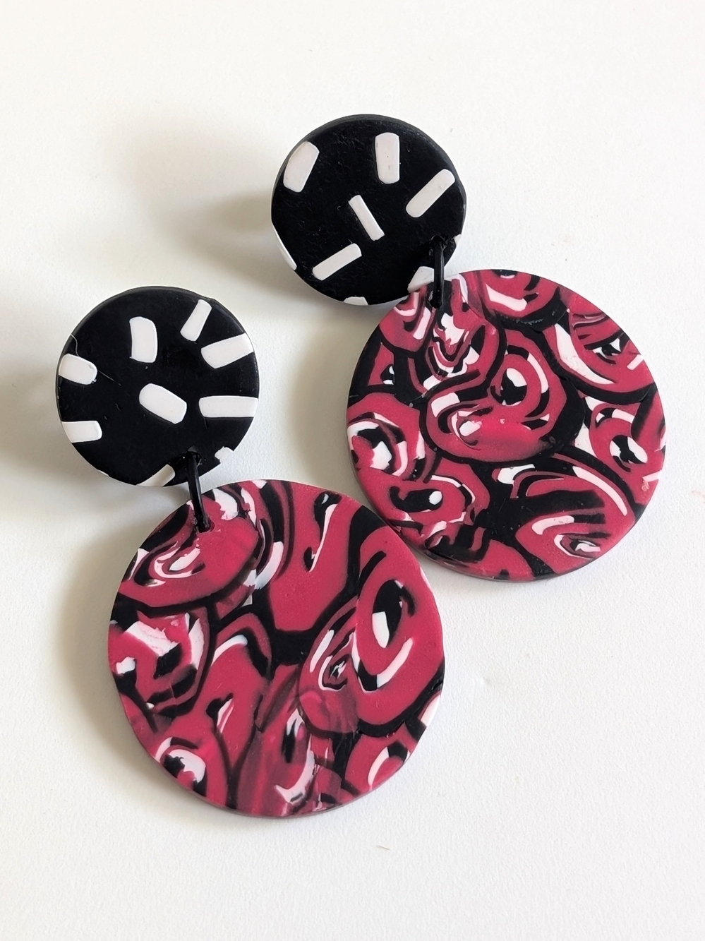 Red & Black Marbled Dangle Earrings